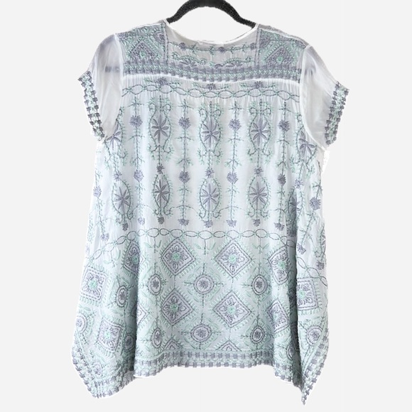 Johnny Was Kyuss V-Neck Embroidered Blouse Tunic Extra Small - Picture 10 of 12